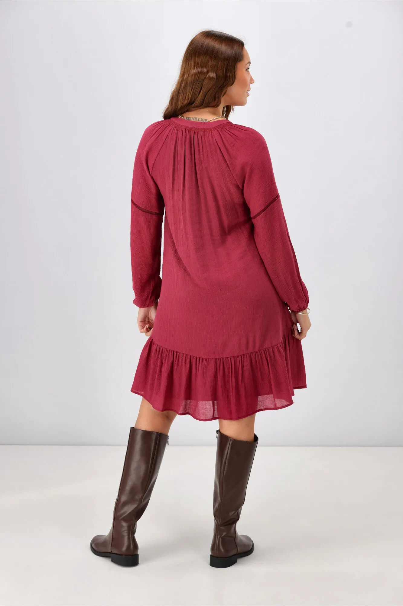 Gloss The Label Anais Empire Line Dress Merlot