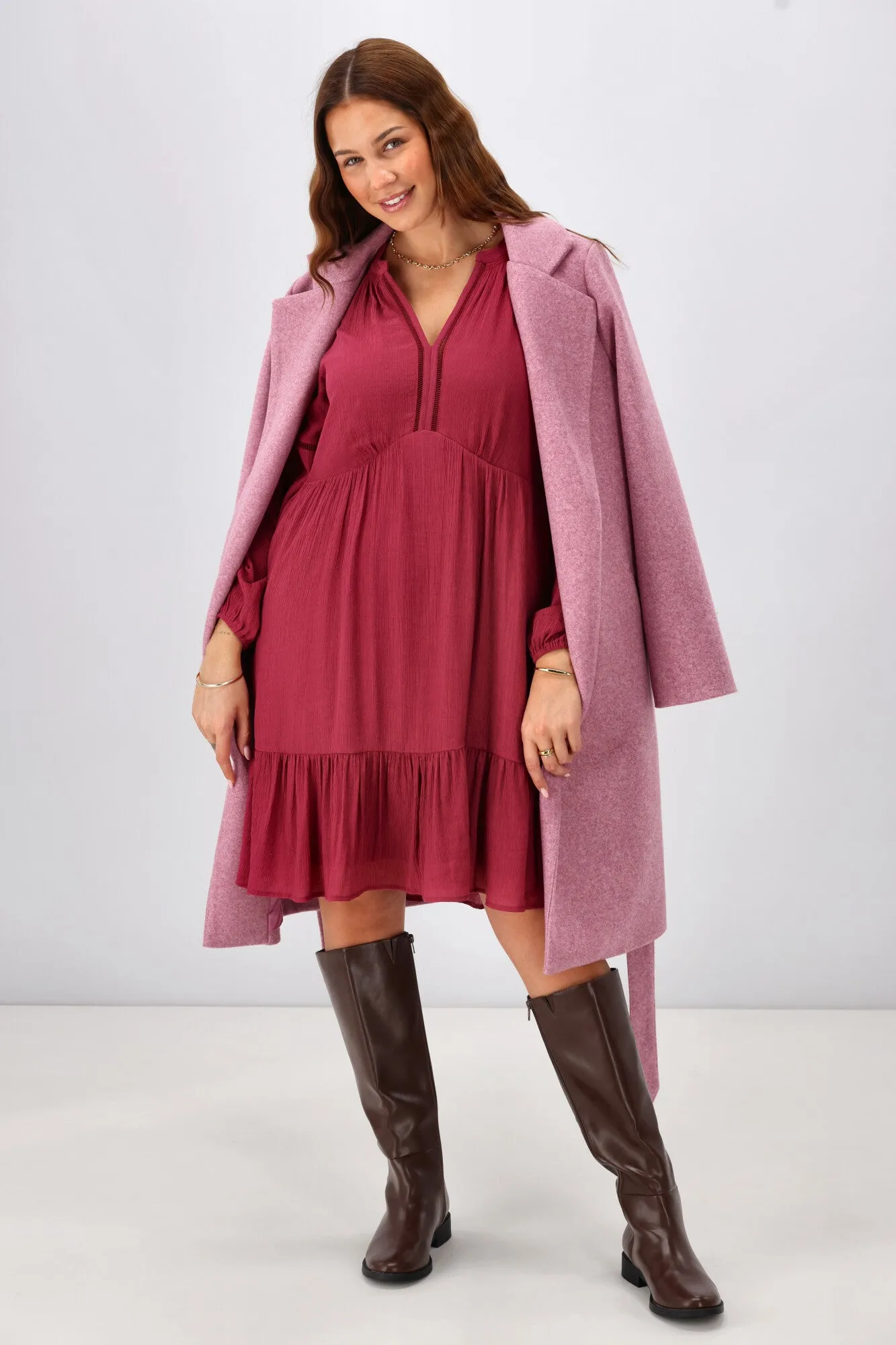 Gloss The Label Anais Empire Line Dress Merlot