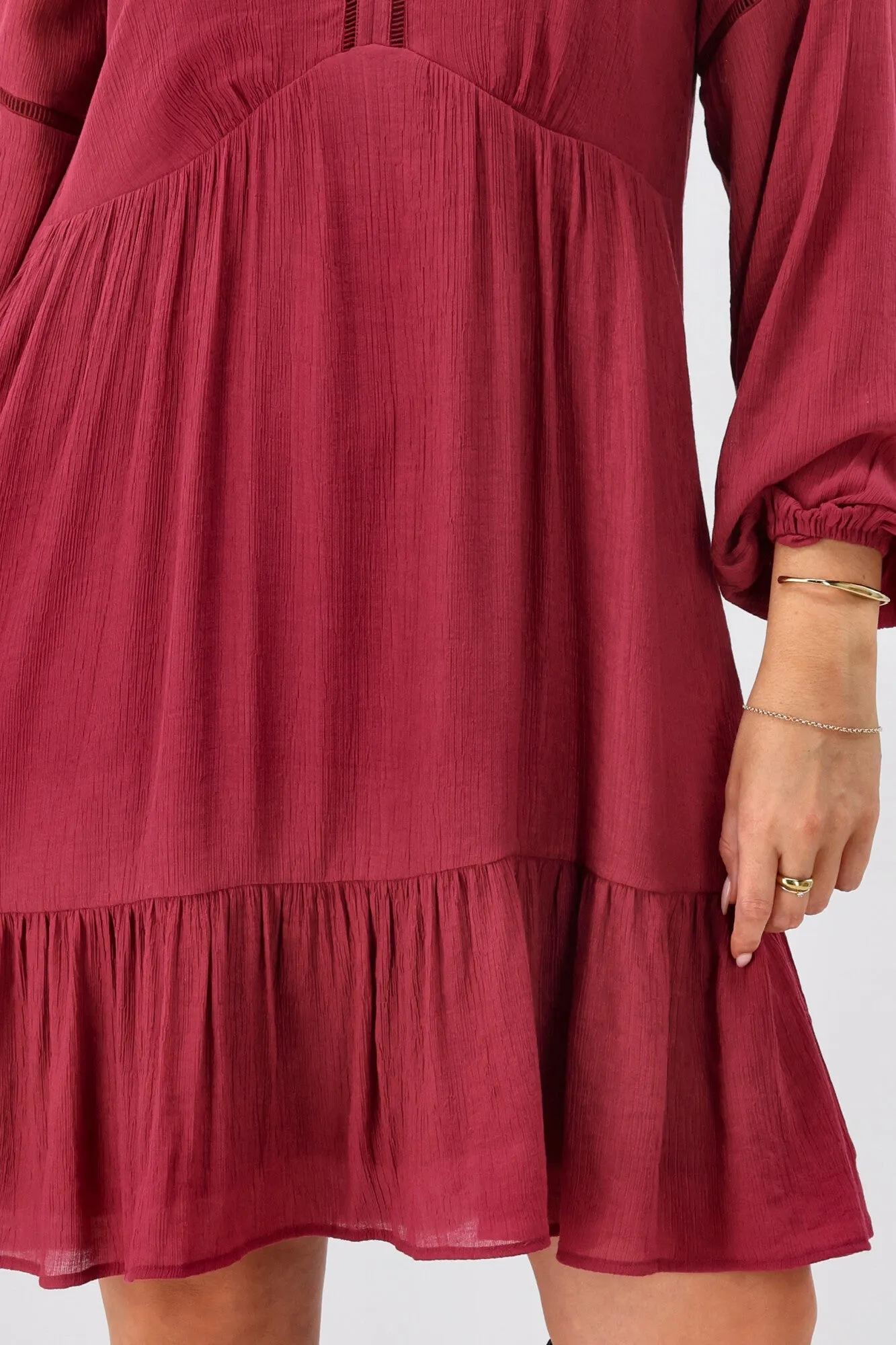 Gloss The Label Anais Empire Line Dress Merlot