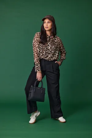 Gloss the Label Cecelia Chiffon Neck Tie Blouse Animal Print