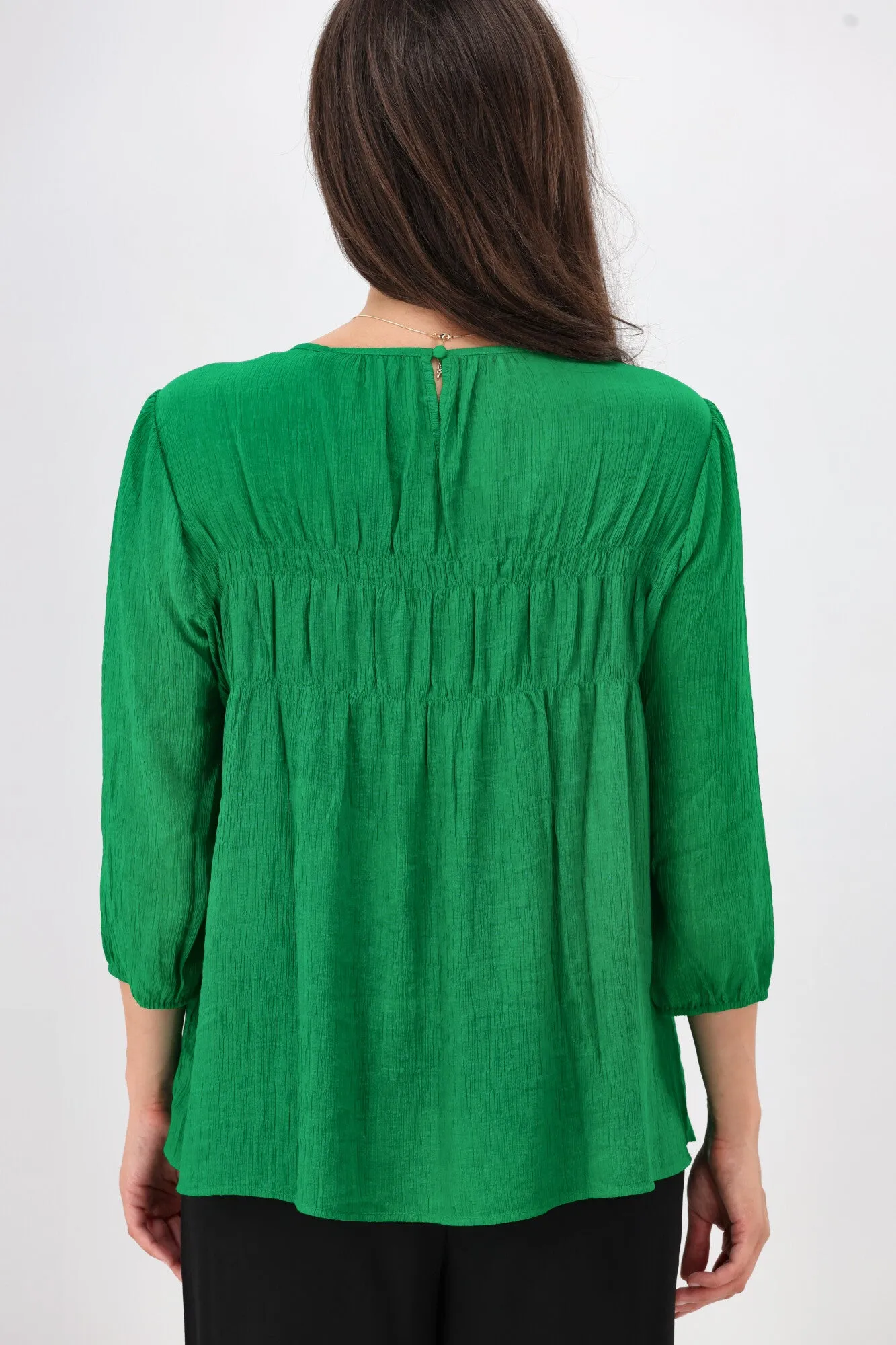 Gloss the Label Olsen Shirred Detail Top Green