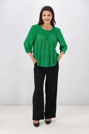 Gloss the Label Olsen Shirred Detail Top Green