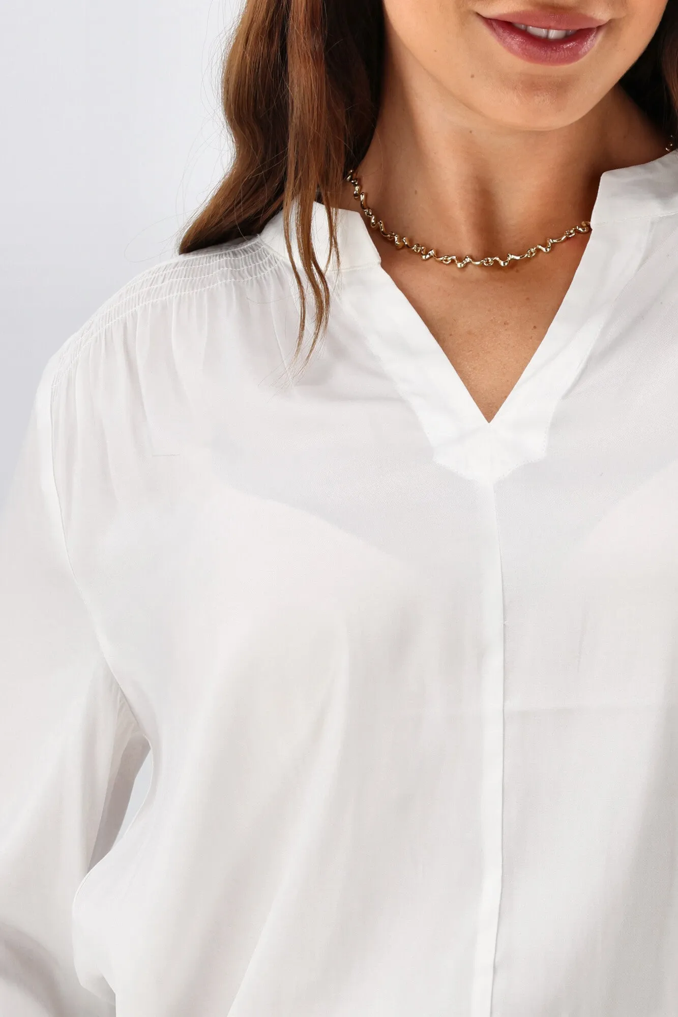 Gloss the Label Sattva Shirred Detail Blouse Natural