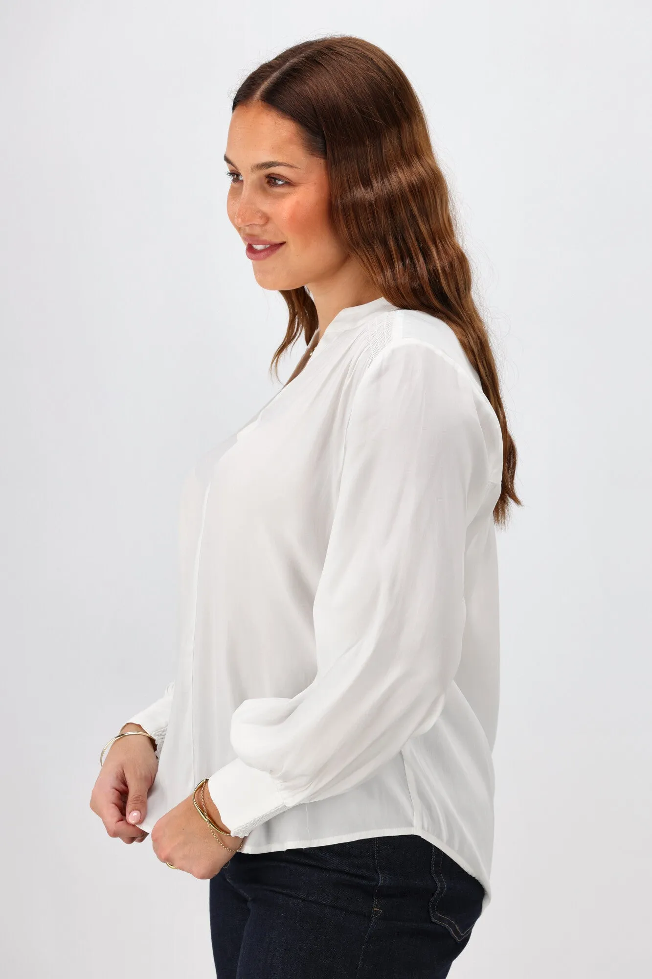 Gloss the Label Sattva Shirred Detail Blouse Natural