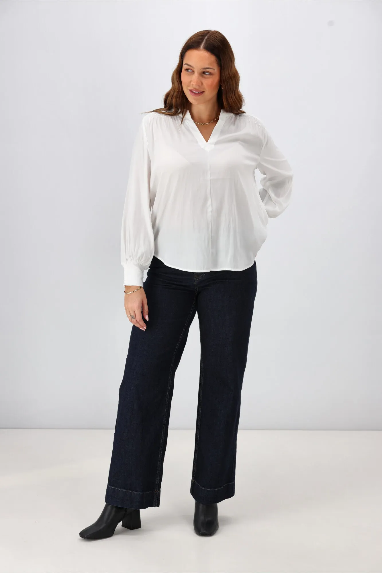 Gloss the Label Sattva Shirred Detail Blouse Natural