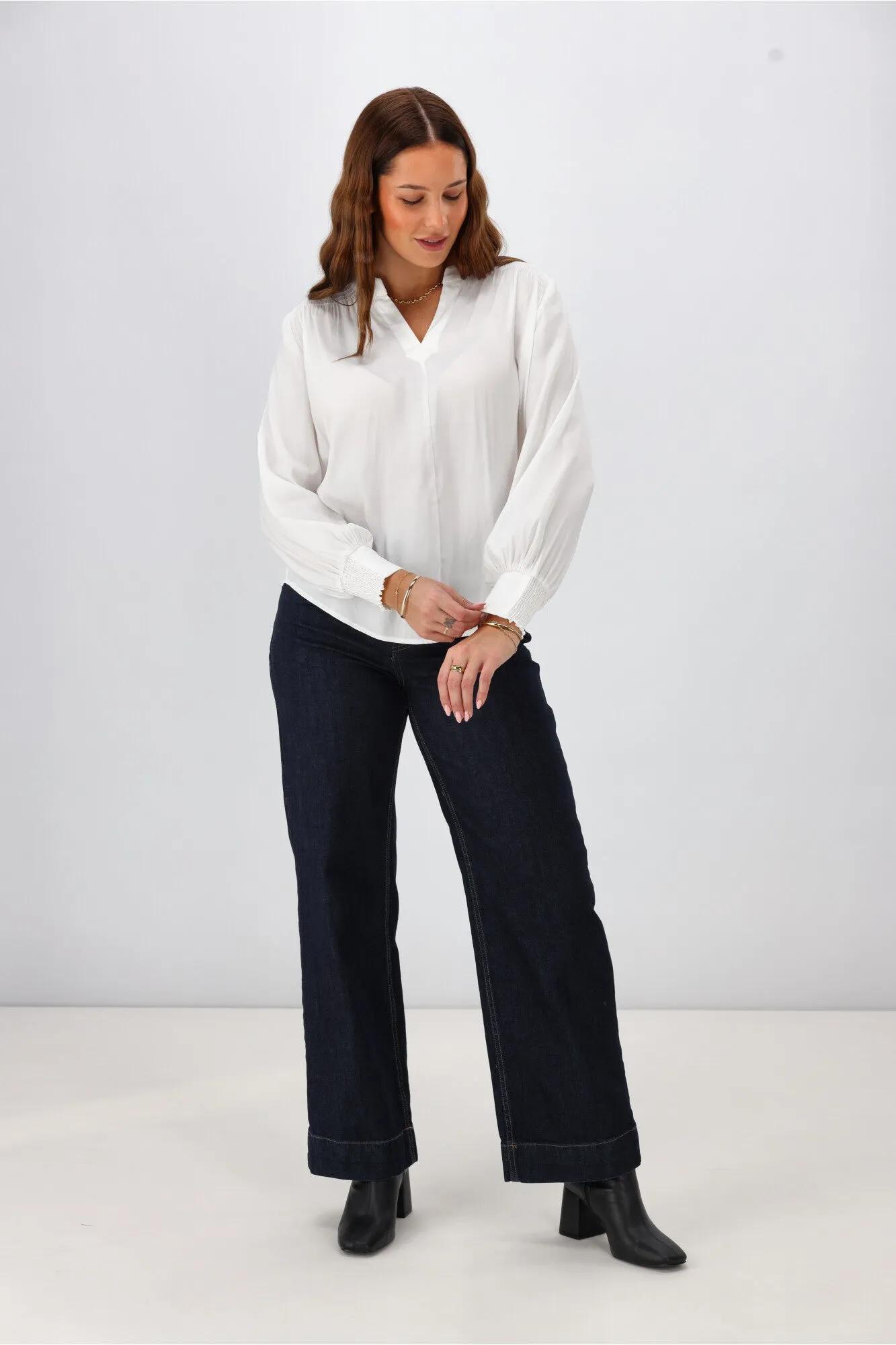 Gloss the Label Sattva Shirred Detail Blouse Natural