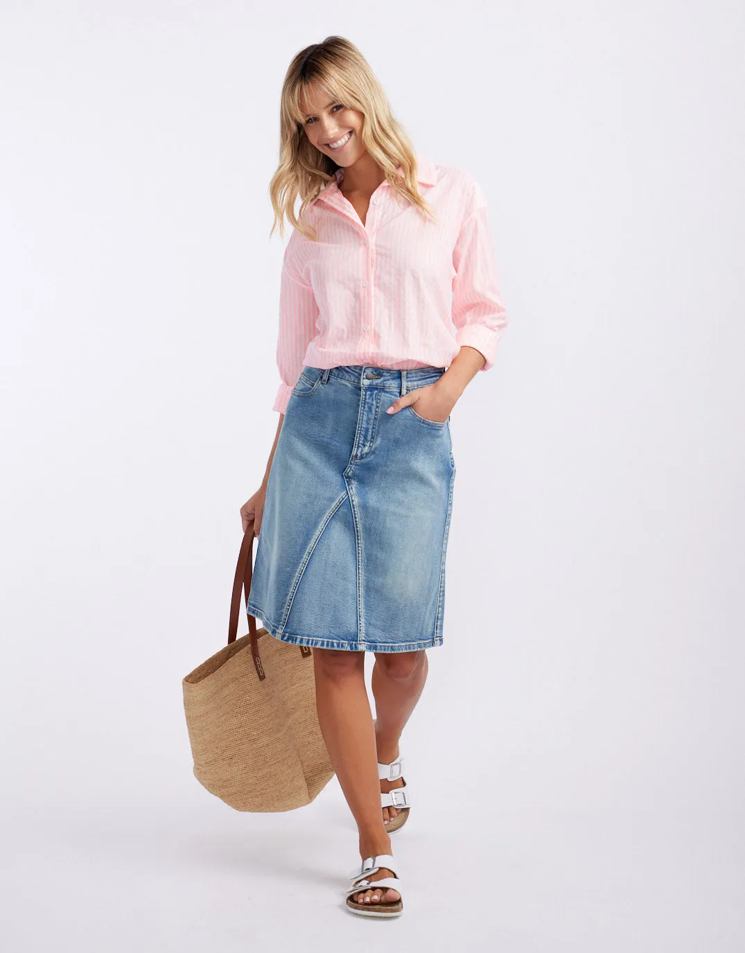 Harper Denim Skirt - Mid Wash