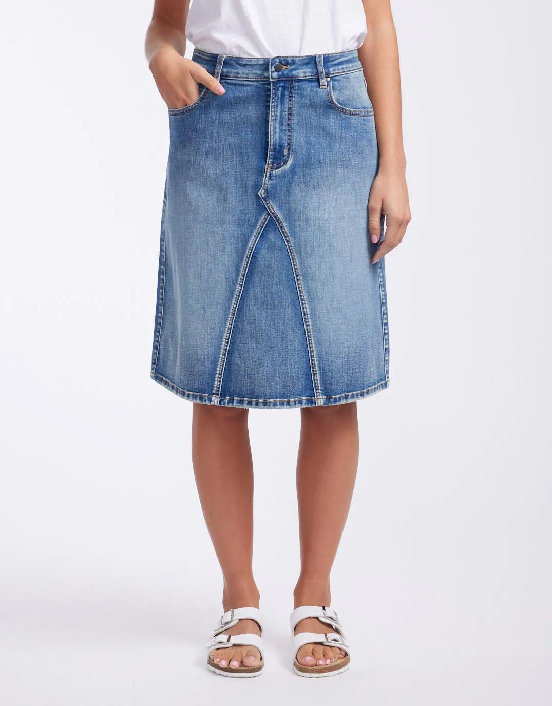 Harper Denim Skirt - Mid Wash