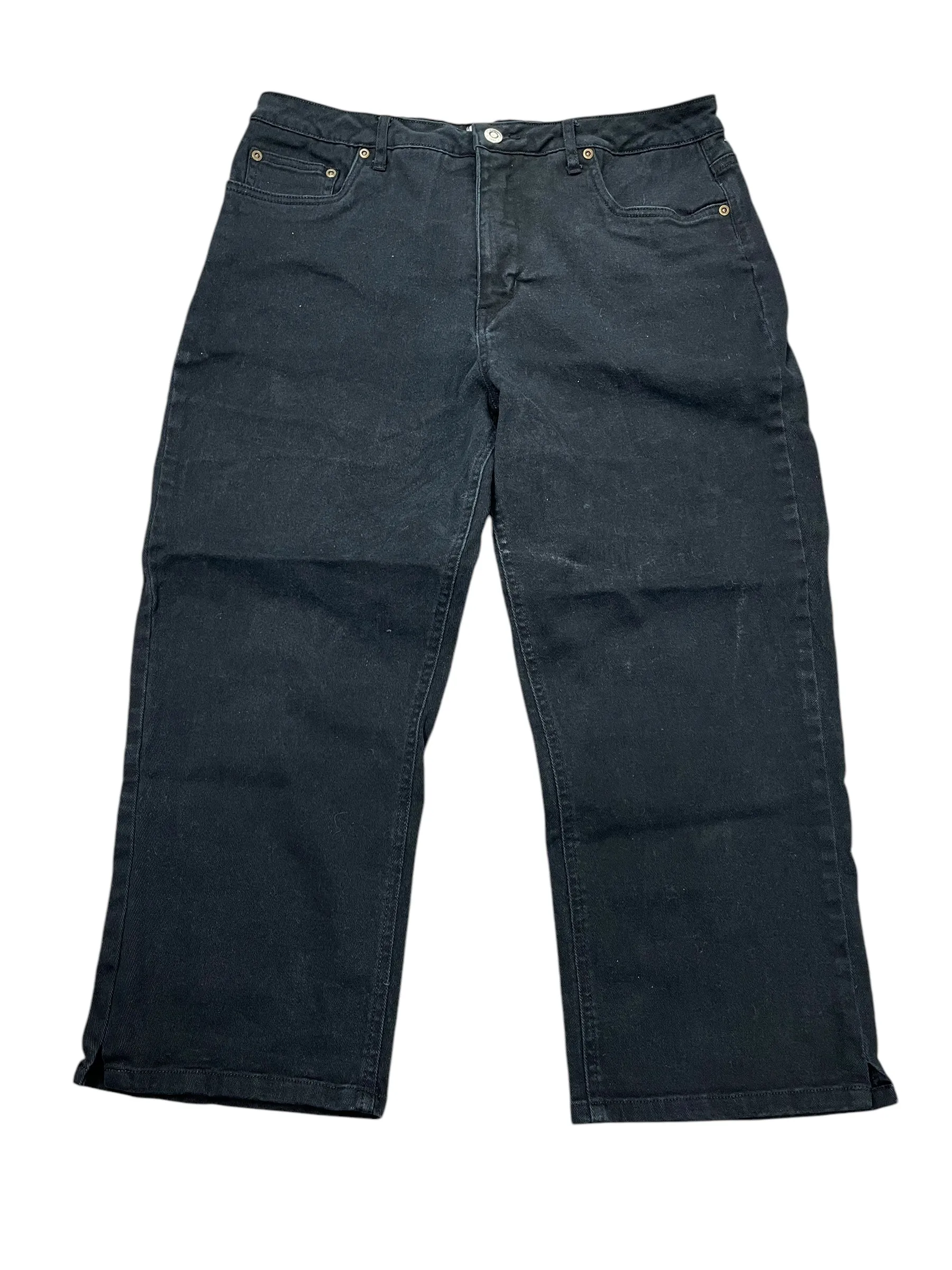 Jeans Cropped By Coldwater Creek In Black Denim, Size:14