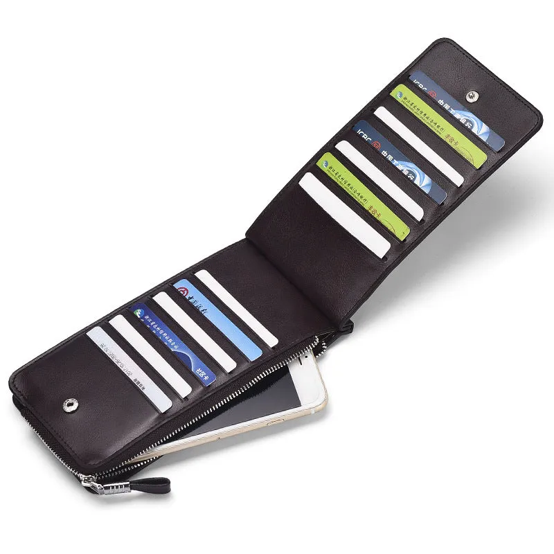Korean Retro Large-Capacity Double Zipper Multi-Function Card Holder