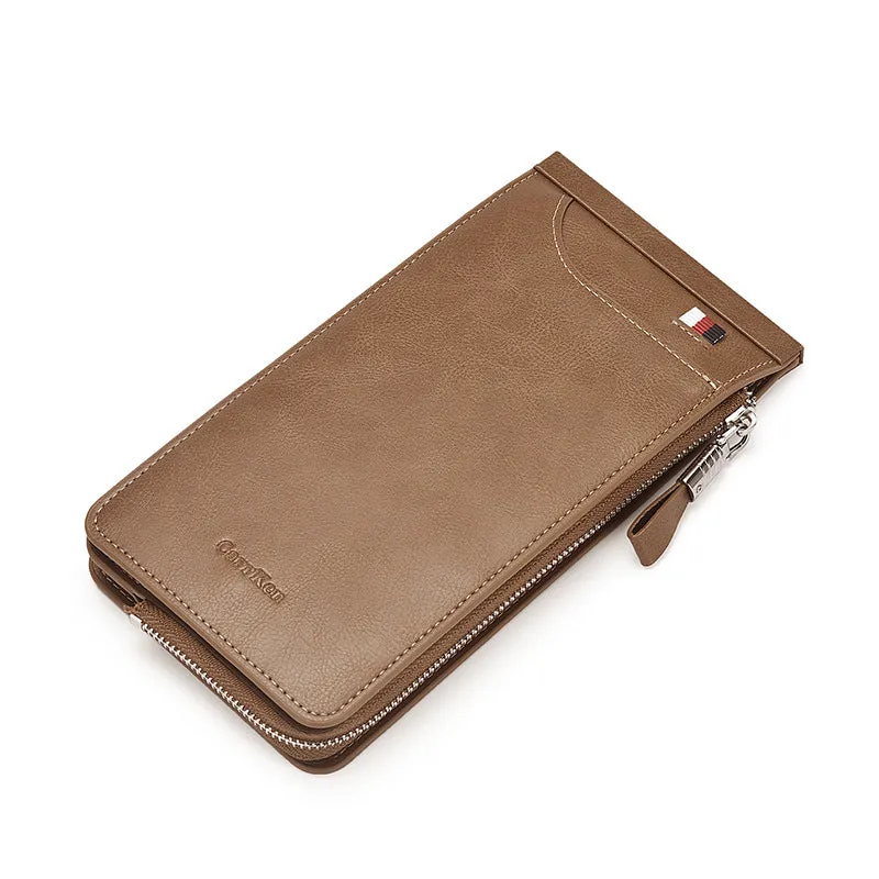 Korean Retro Large-Capacity Double Zipper Multi-Function Card Holder