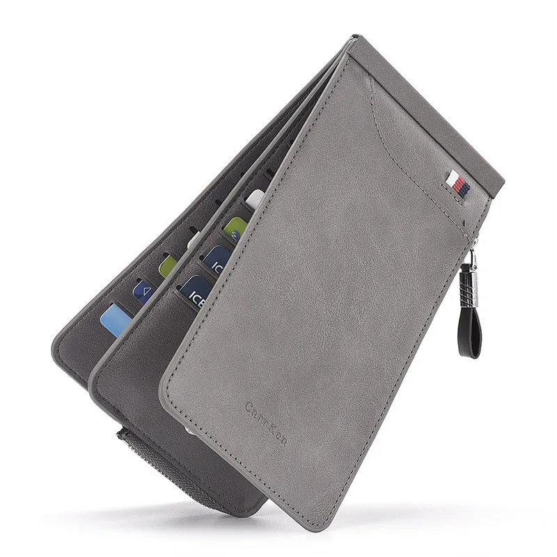 Korean Retro Large-Capacity Double Zipper Multi-Function Card Holder