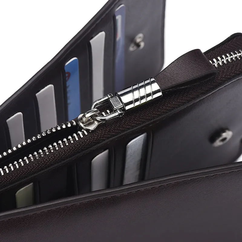 Korean Retro Large-Capacity Double Zipper Multi-Function Card Holder