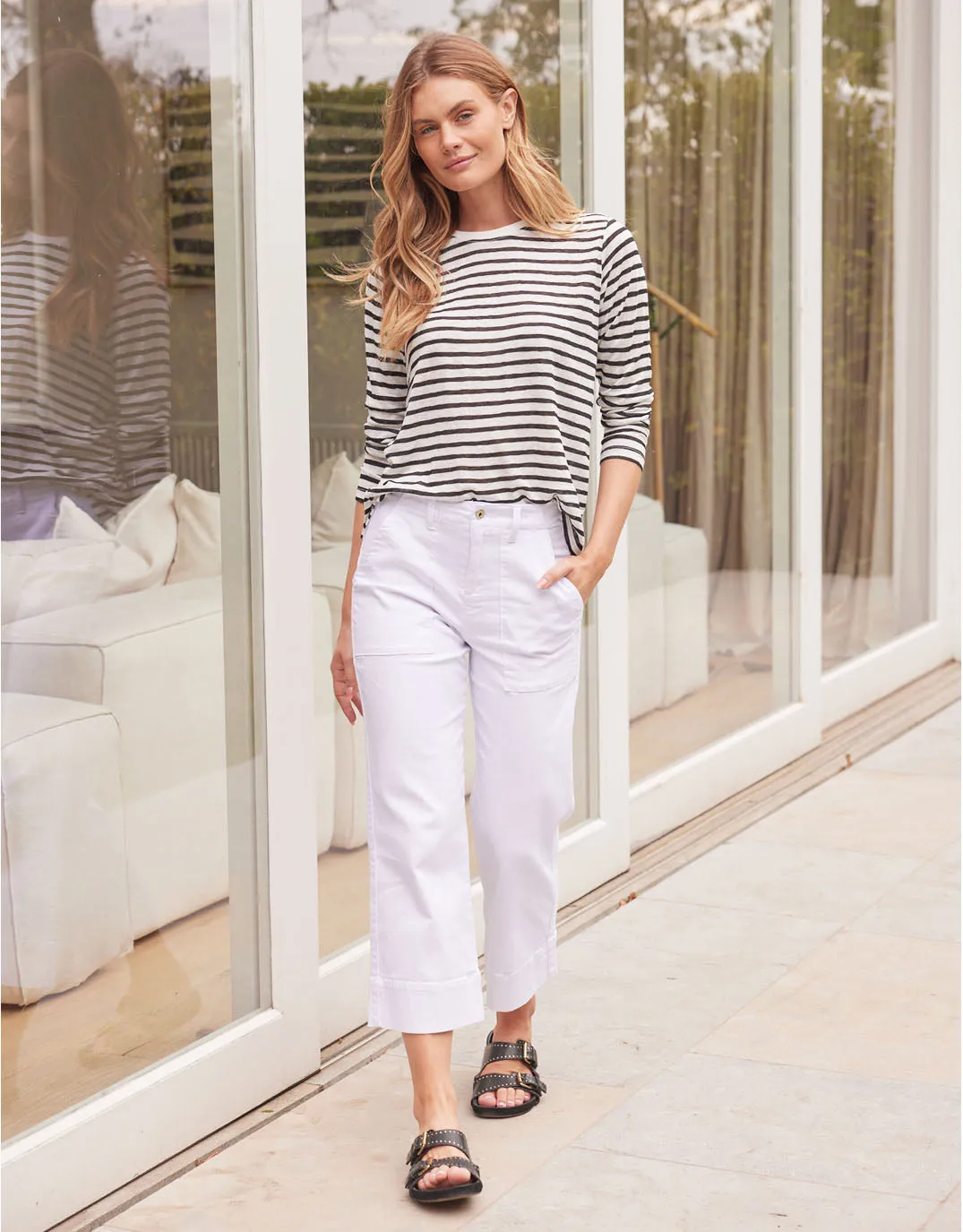 Long Weekend Top - White/Black Stripe