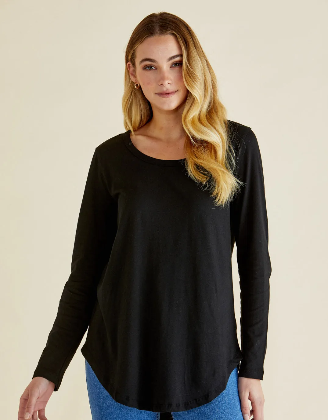 Megan Long Sleeve Top - Black