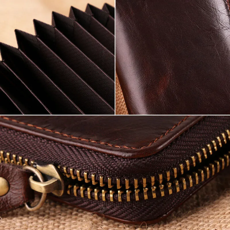 Men Cowhide Organ Wallet RFID Anti-magnetic Multi-card Slot Card Holder Money Clip Card Case