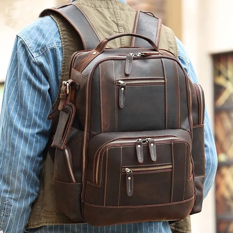Men Leather Backpack Retro Luxury
