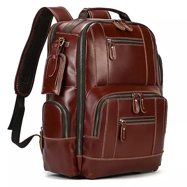Men Leather Backpack Retro Luxury
