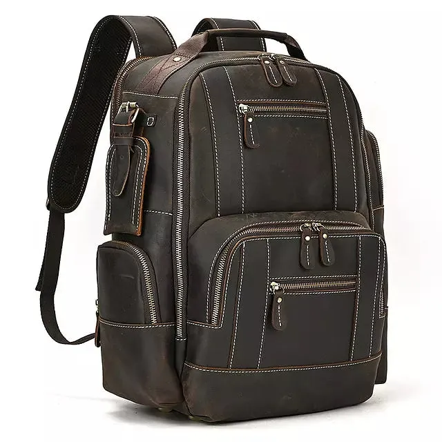 Men Leather Backpack Retro Luxury