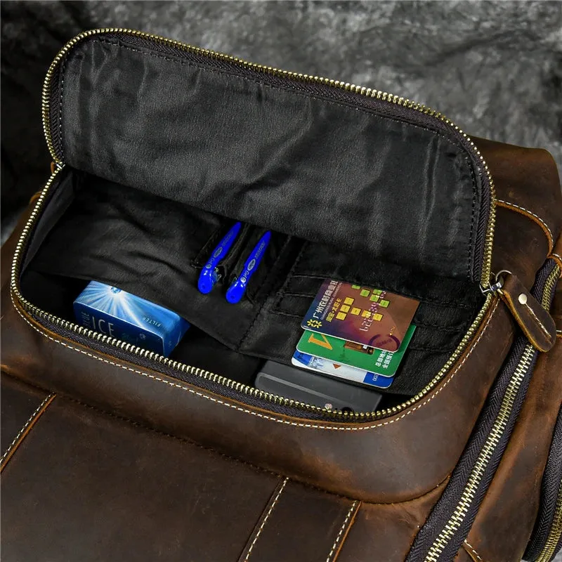 Men Leather Backpack Retro Luxury