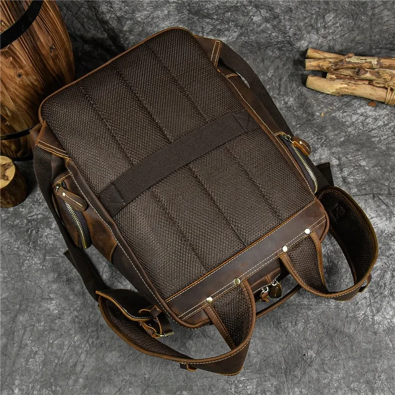 Men Leather Backpack Retro Luxury