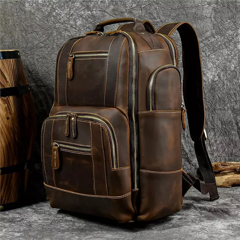 Men Leather Backpack Retro Luxury