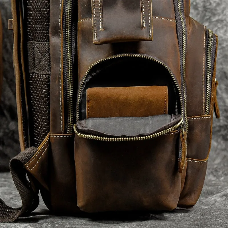 Men Leather Backpack Retro Luxury