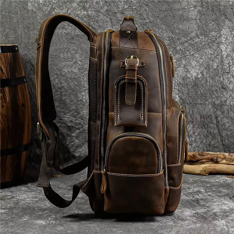 Men Leather Backpack Retro Luxury