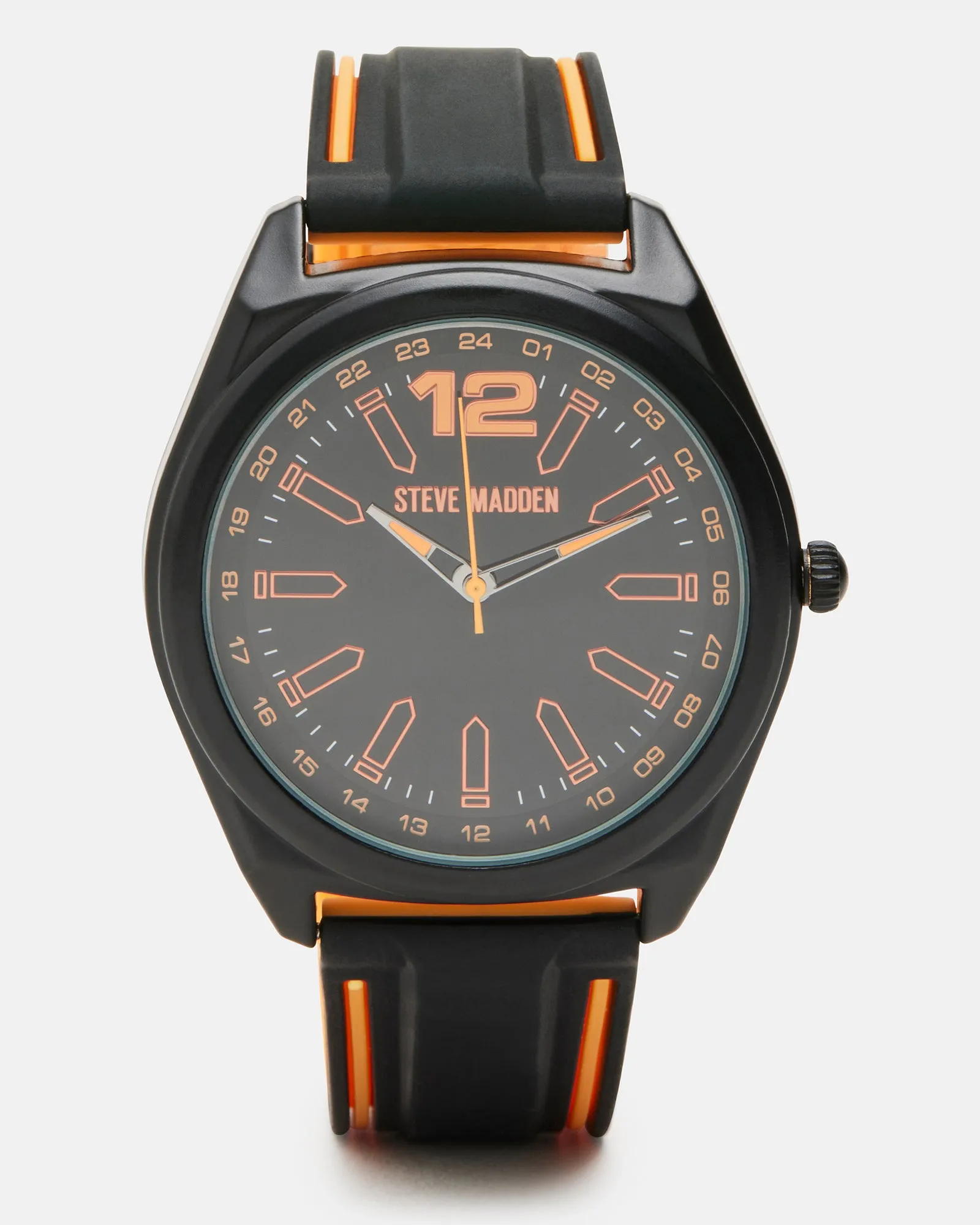 MEN'S SILICONE WATCH BLACK/ORANGE