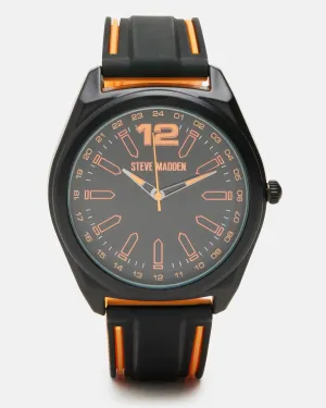MEN'S SILICONE WATCH BLACK/ORANGE