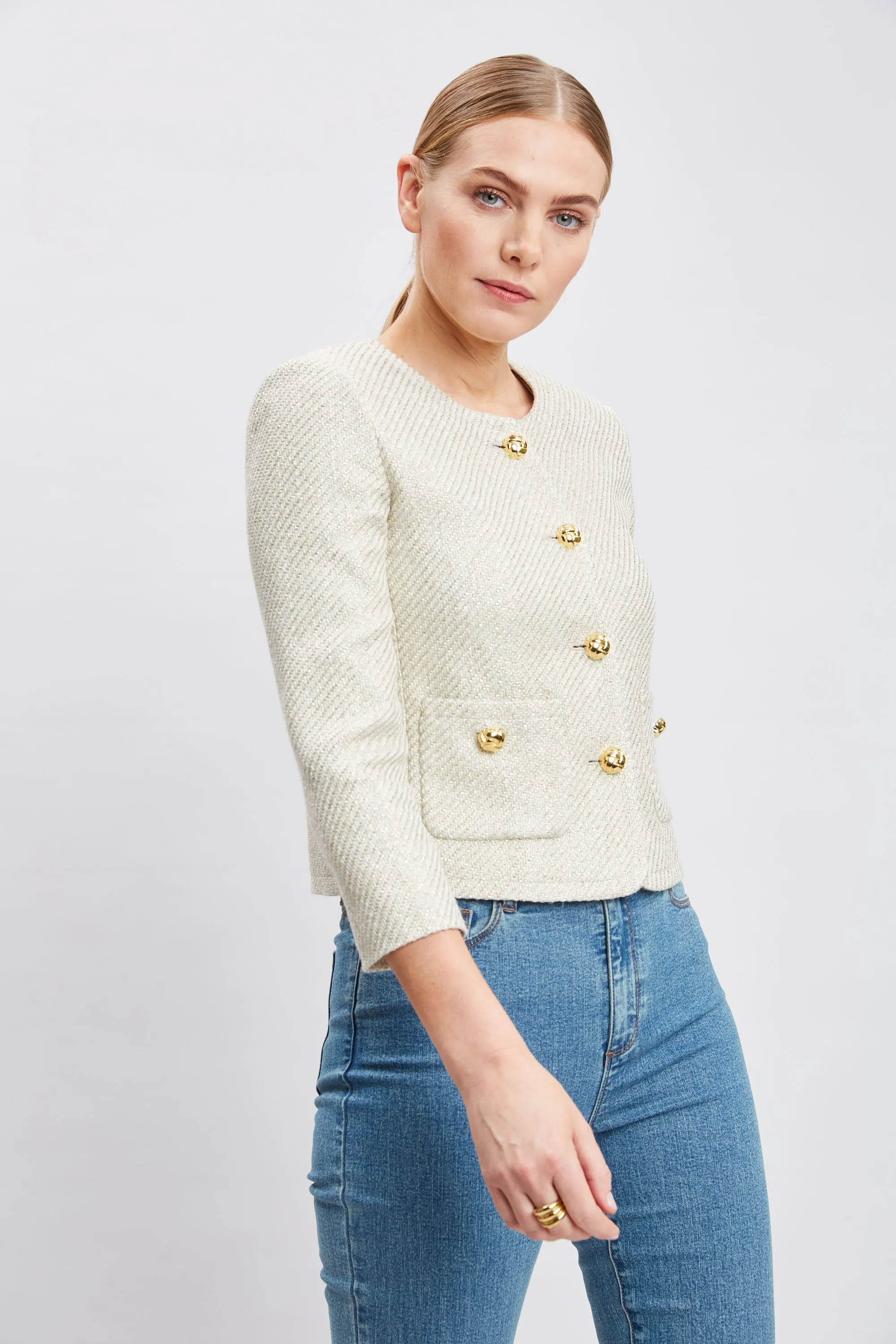 Metallic Tweed Pocket Jacket