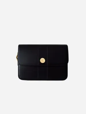Midi Nomad Apple Leather Vegan Shoulder Bag | Black