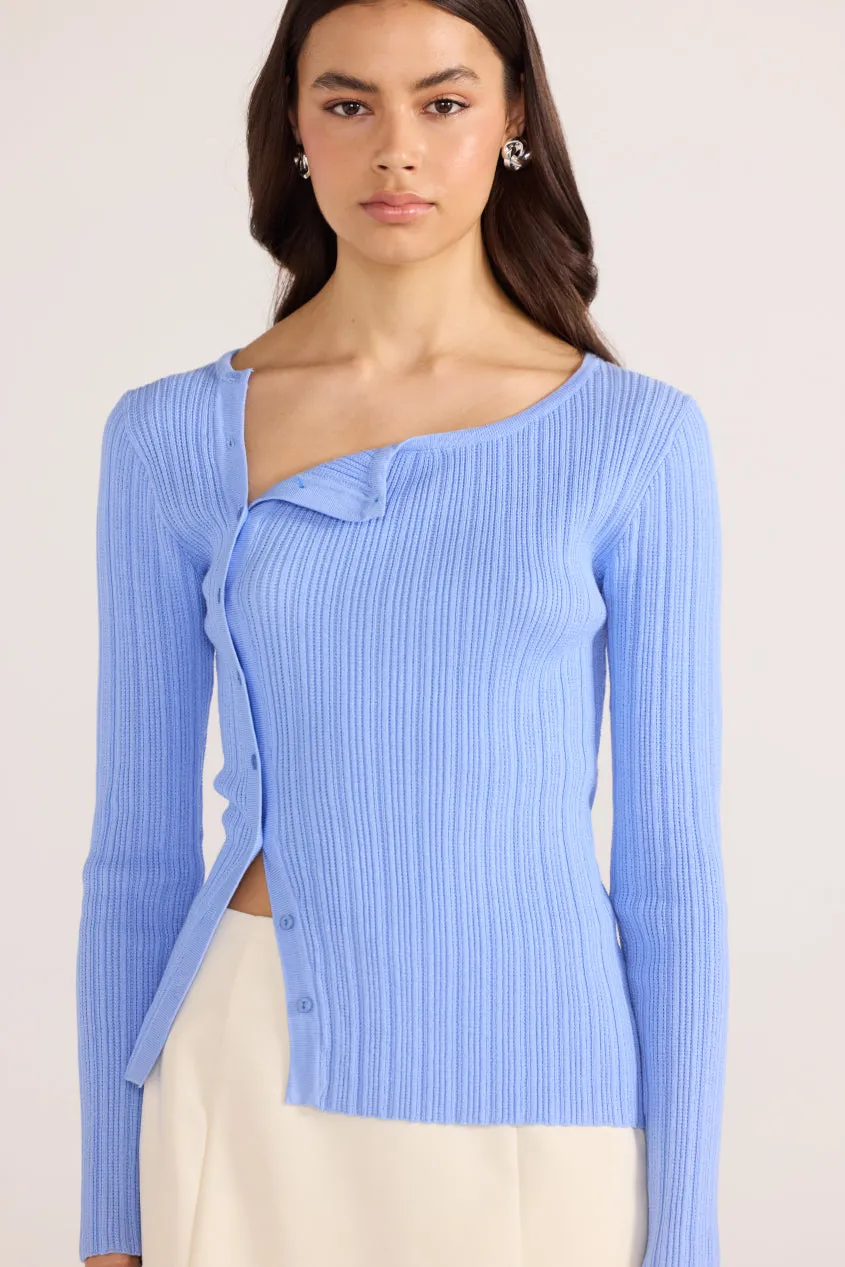 Minkpink Zinnia Asymmetric Knit Top Blue
