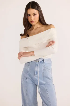 Minkpink Zoe Off Shoulder Knit Top Off White