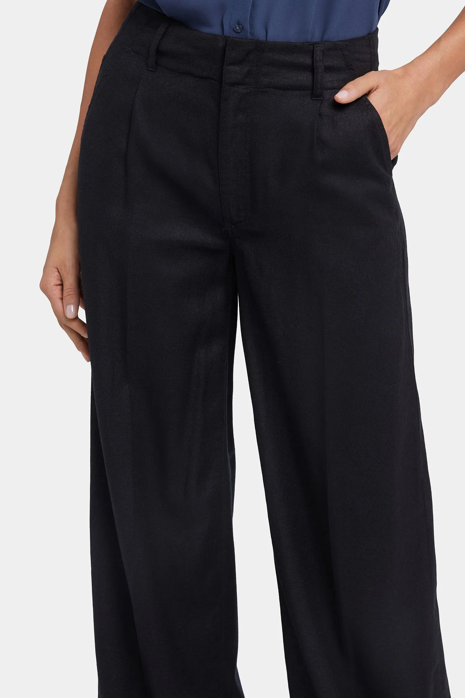 Mona Wide Leg Trouser Pants In Petite - Black