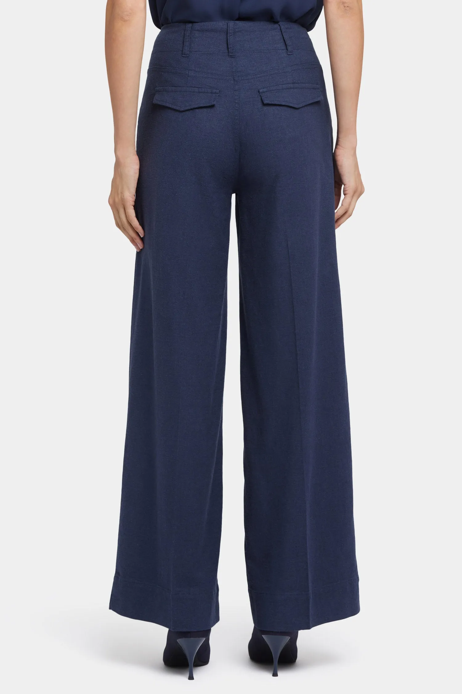 Mona Wide Leg Trouser Pants - Oxford Navy