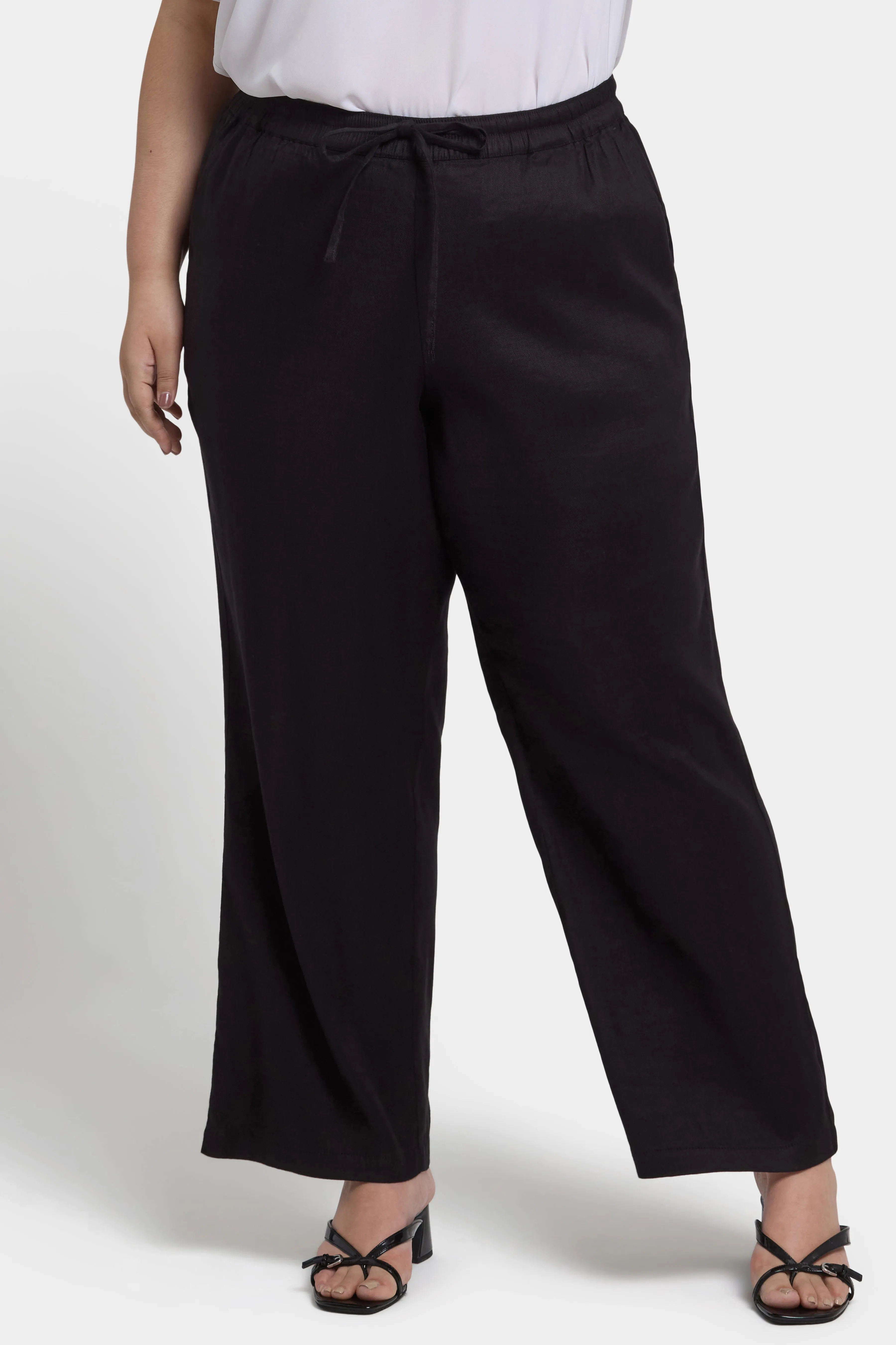 Relaxed Drawstring Pull-On Pants In Plus Size - Black