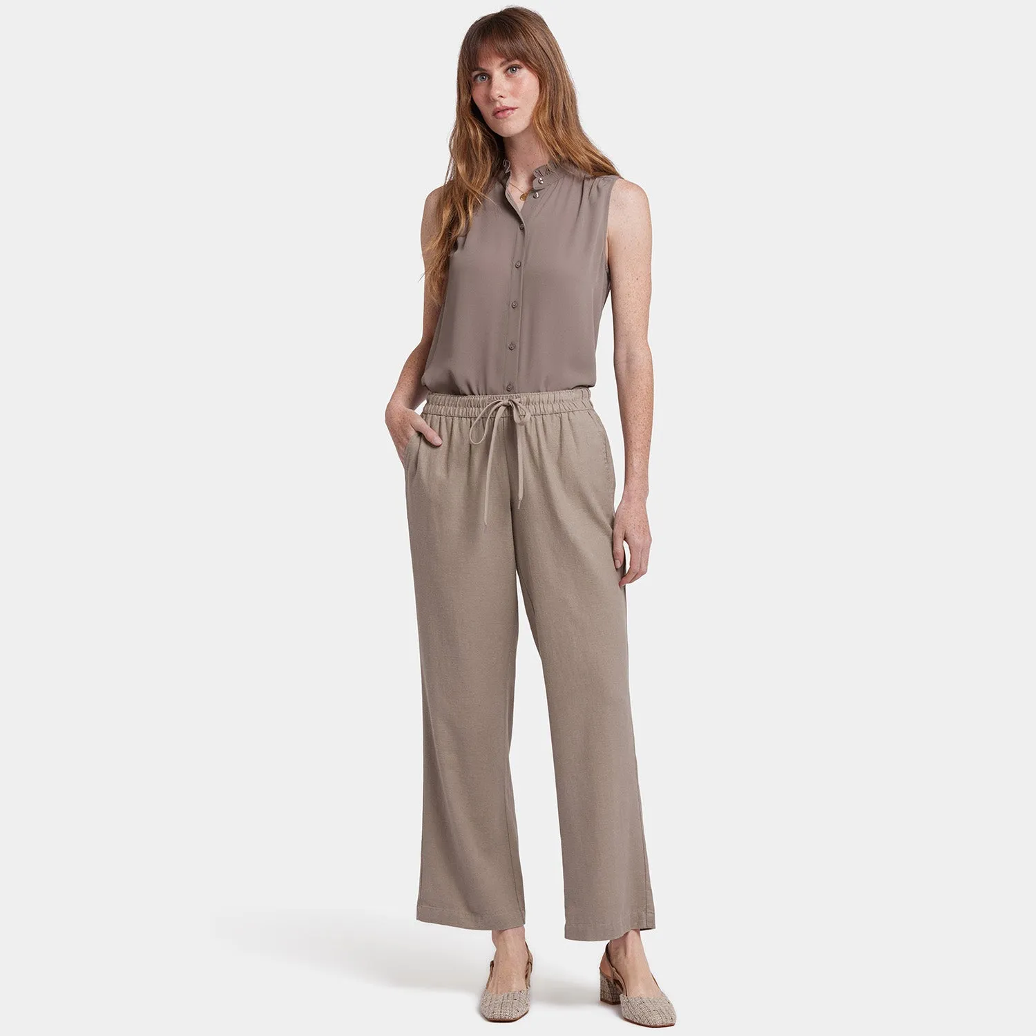 Relaxed Drawstring Pull-On Pants - Saddlewood