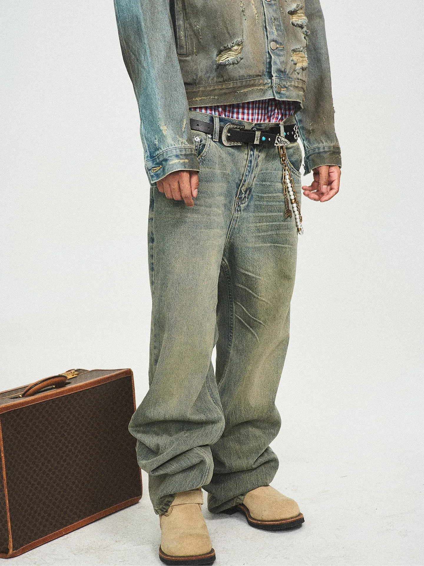 Retro Washed Straight Jeans