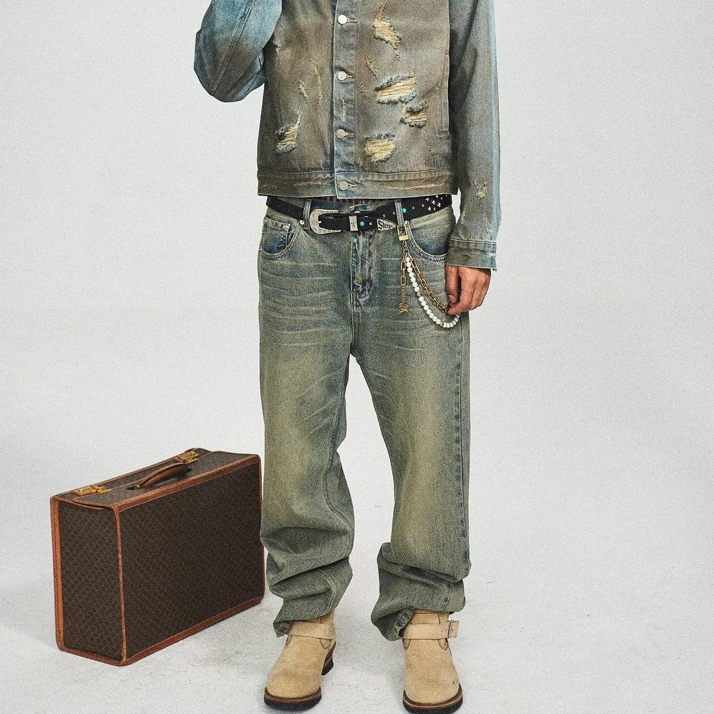Retro Washed Straight Jeans