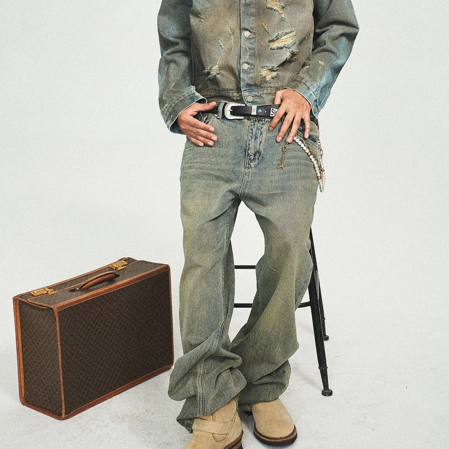 Retro Washed Straight Jeans