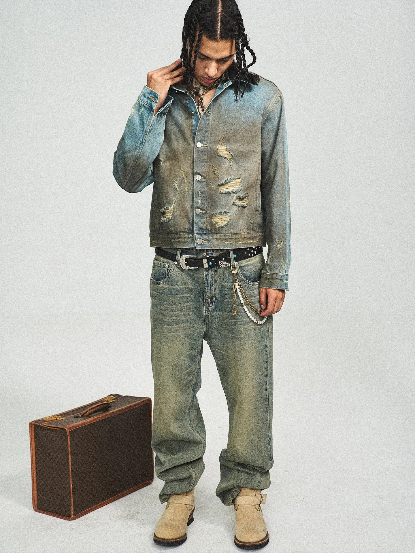 Retro Washed Straight Jeans