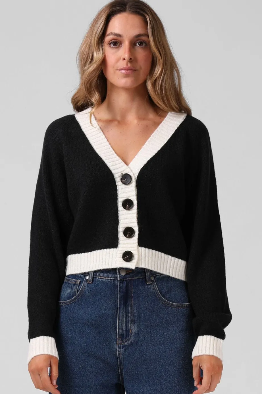 RPM Cropped Cardigan Black