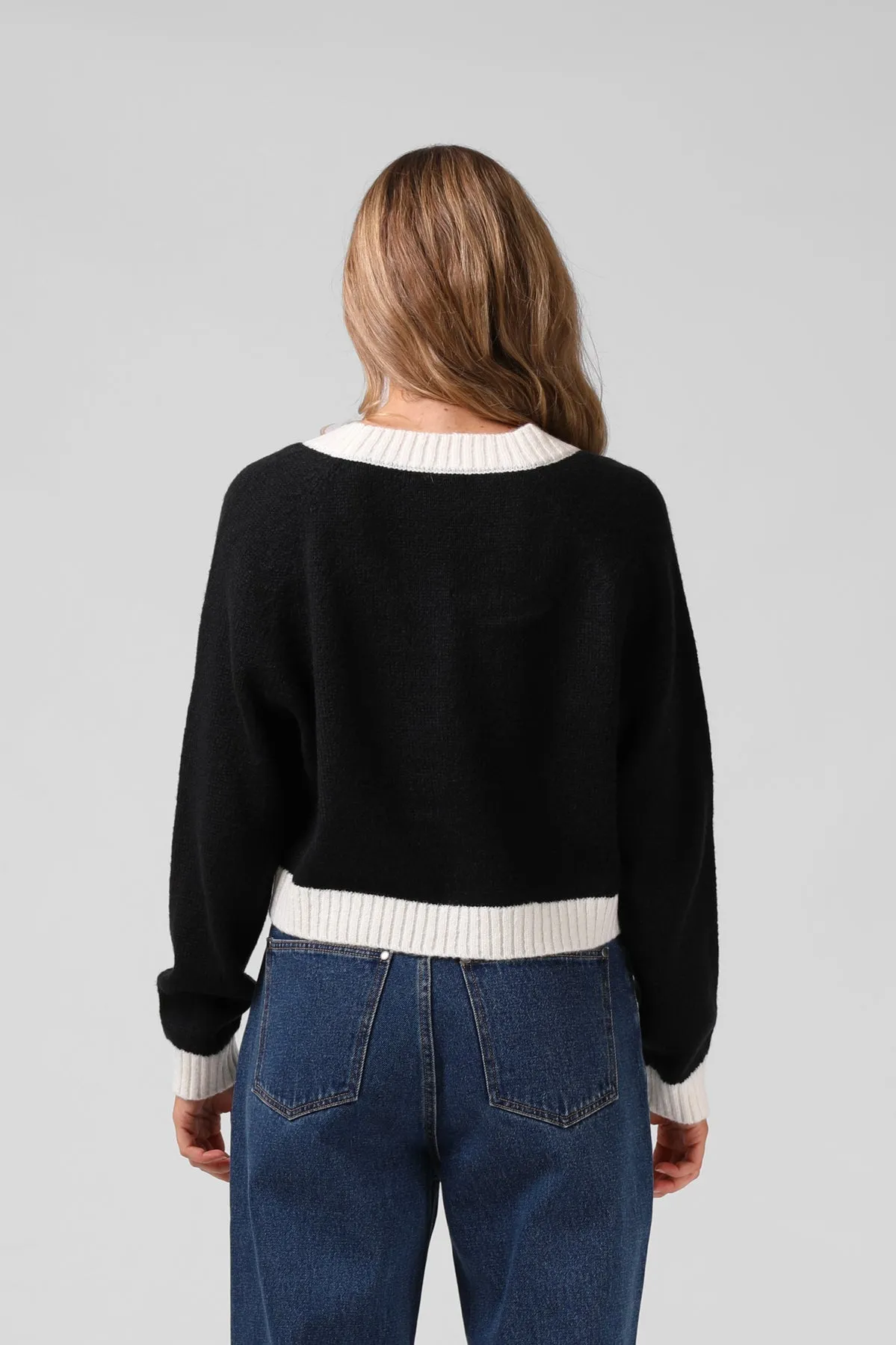 RPM Cropped Cardigan Black