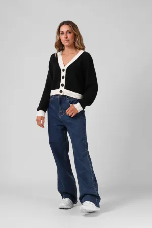 RPM Cropped Cardigan Black