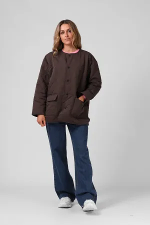 RPM Quilted Jacket Dark Chocolate