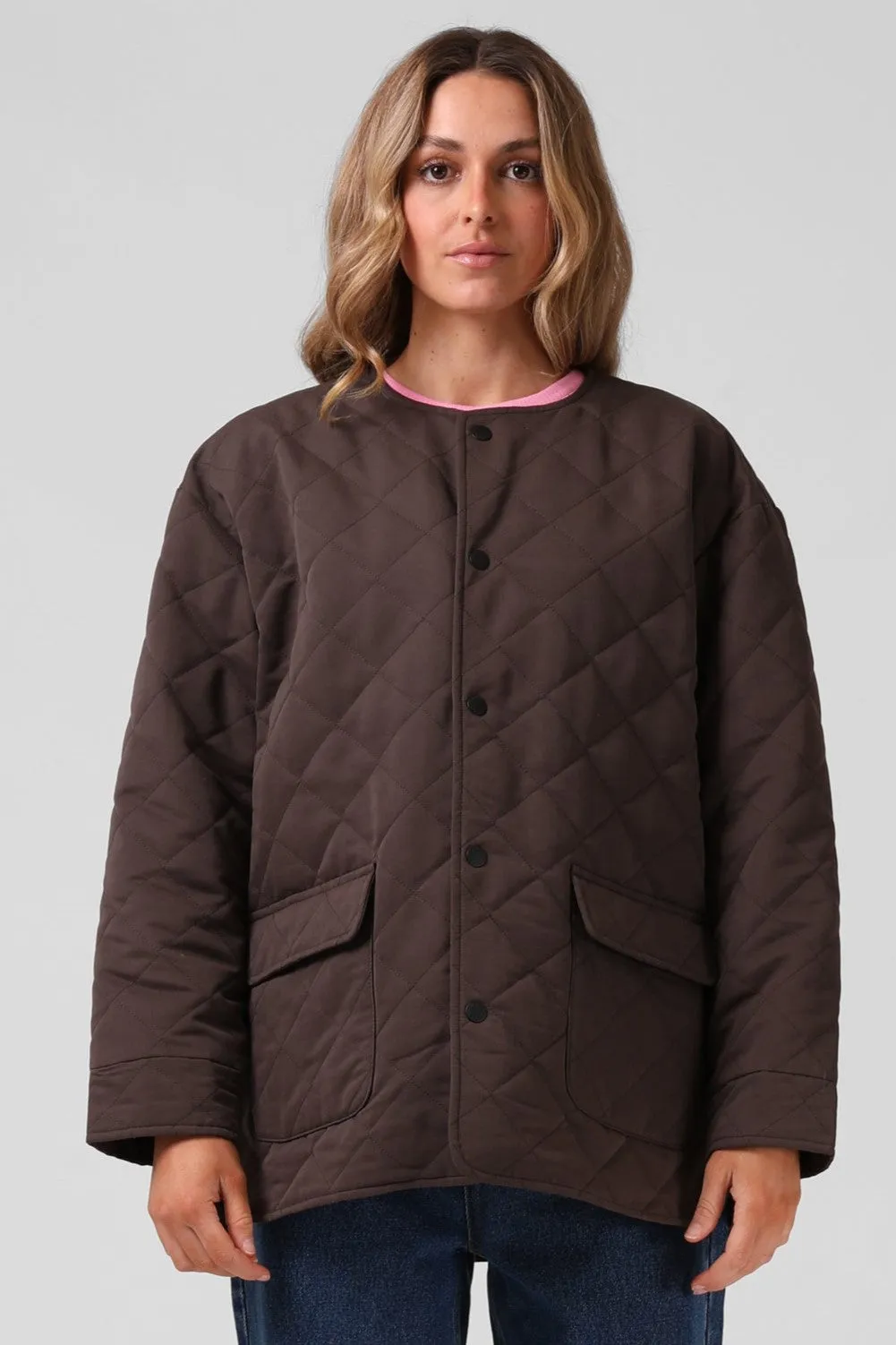 RPM Quilted Jacket Dark Chocolate