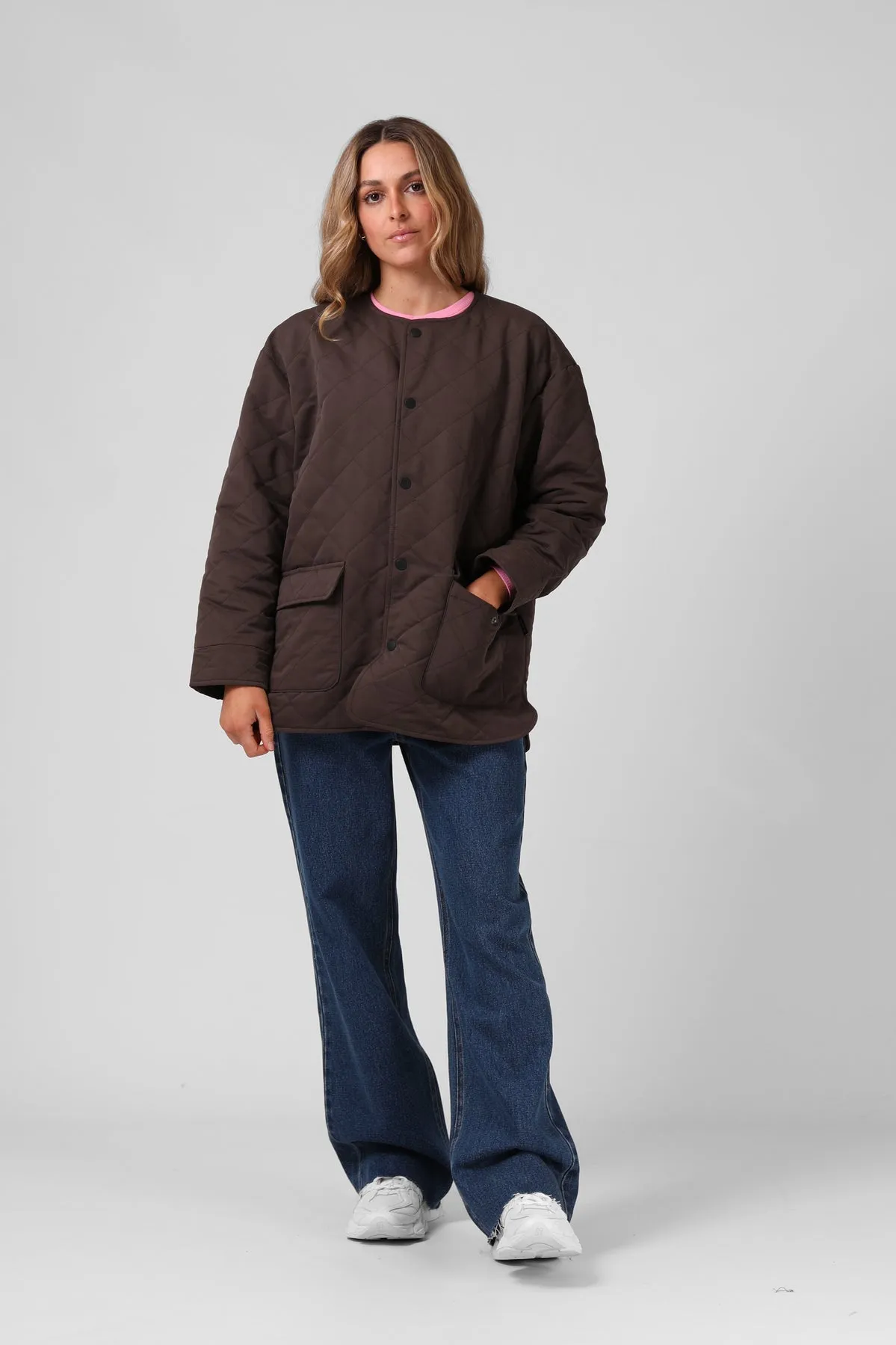 RPM Quilted Jacket Dark Chocolate