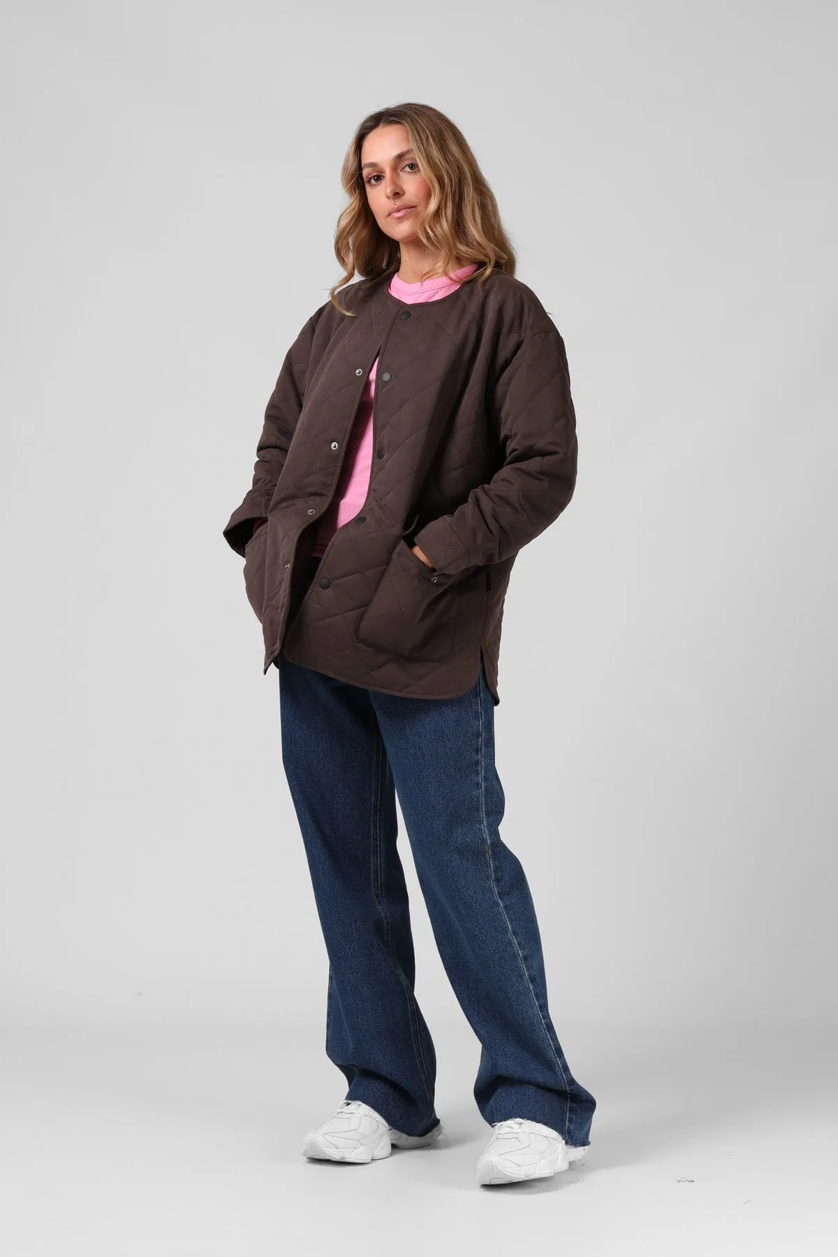 RPM Quilted Jacket Dark Chocolate