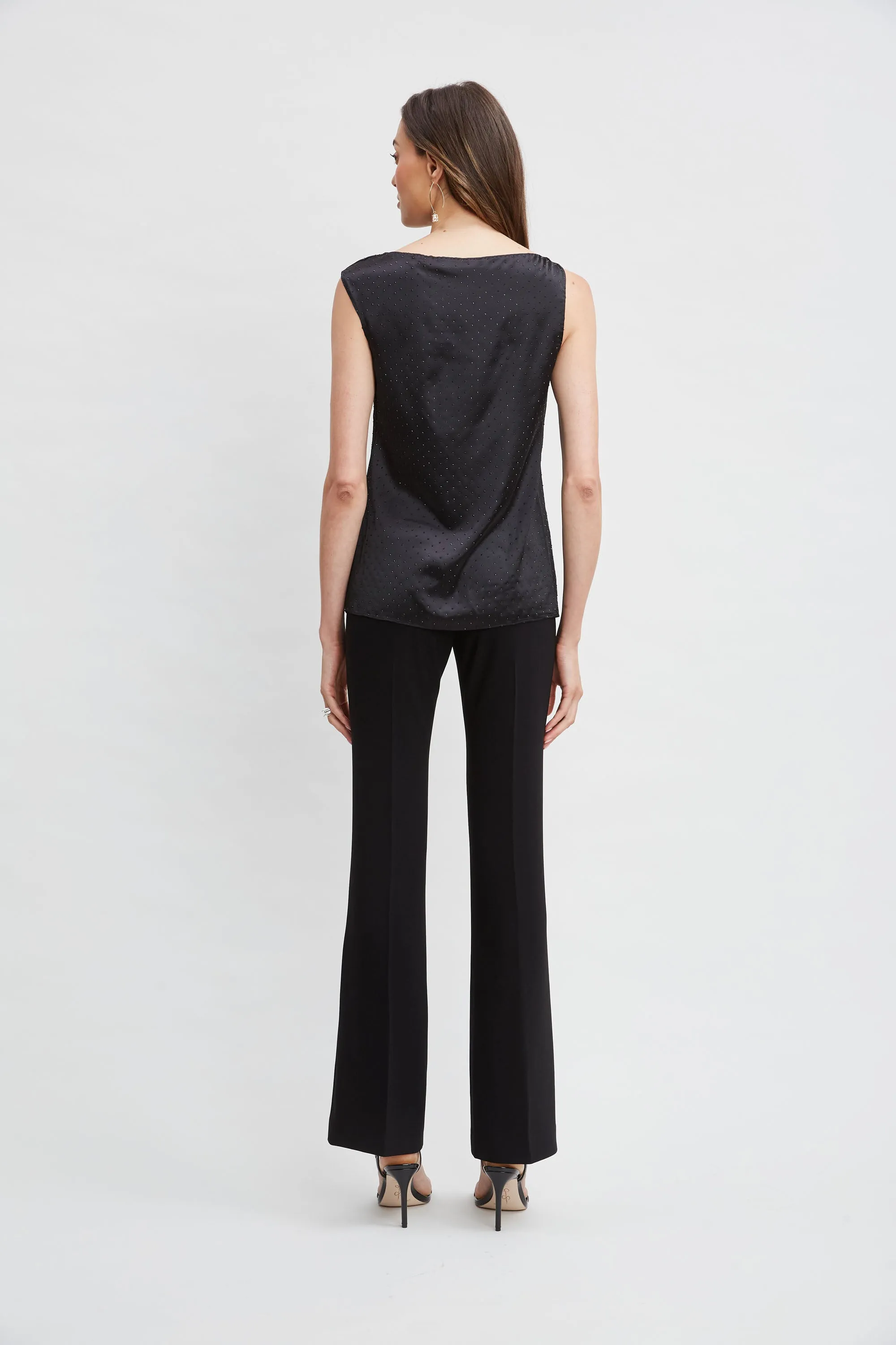Satin Crystal Cowl Top
